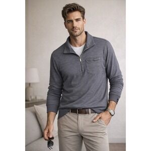 Good Man Brand Quarter Zip Pullover Mens L Gray Minimalist Athleisure Preppy